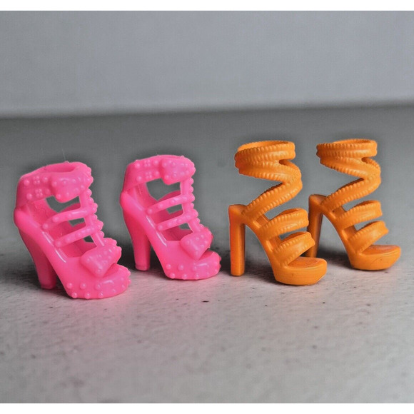 Barbie Shoes Strappy High Heels Bright Orange & Pink Fashionitas Lot of 2 Mattel - Picture 2 of 9